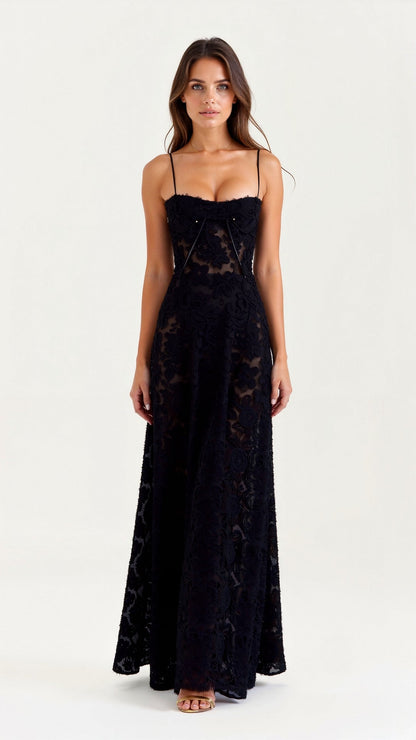 Damen Maxikleid Hochzeitsgast Kleid Elegant Lang