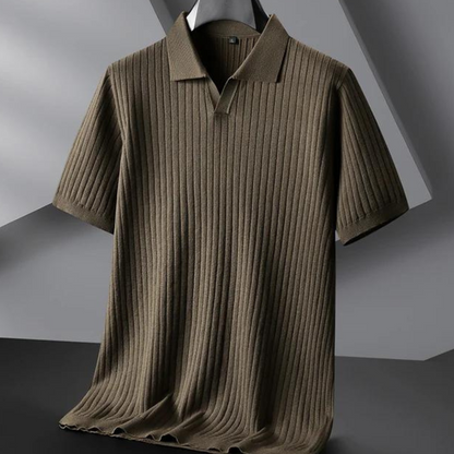 Herren Poloshirt Marineblau Strick Qualität