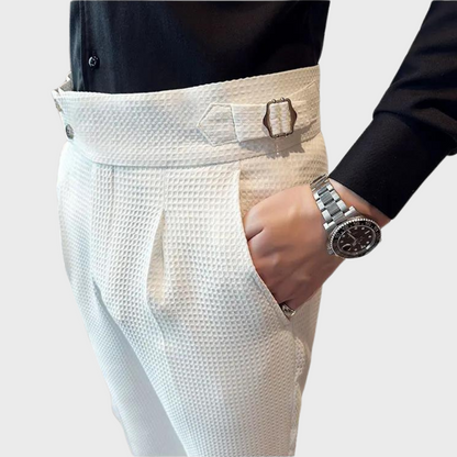 Herrenhose kariert mit hoher Bund und Komfort