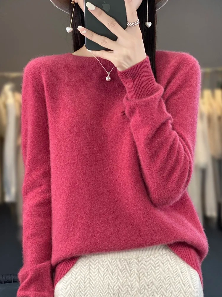 Damen Pullover Rundhals Weich und Elegant