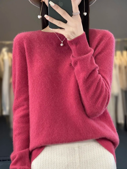 Damen Pullover Rundhals Weich und Elegant