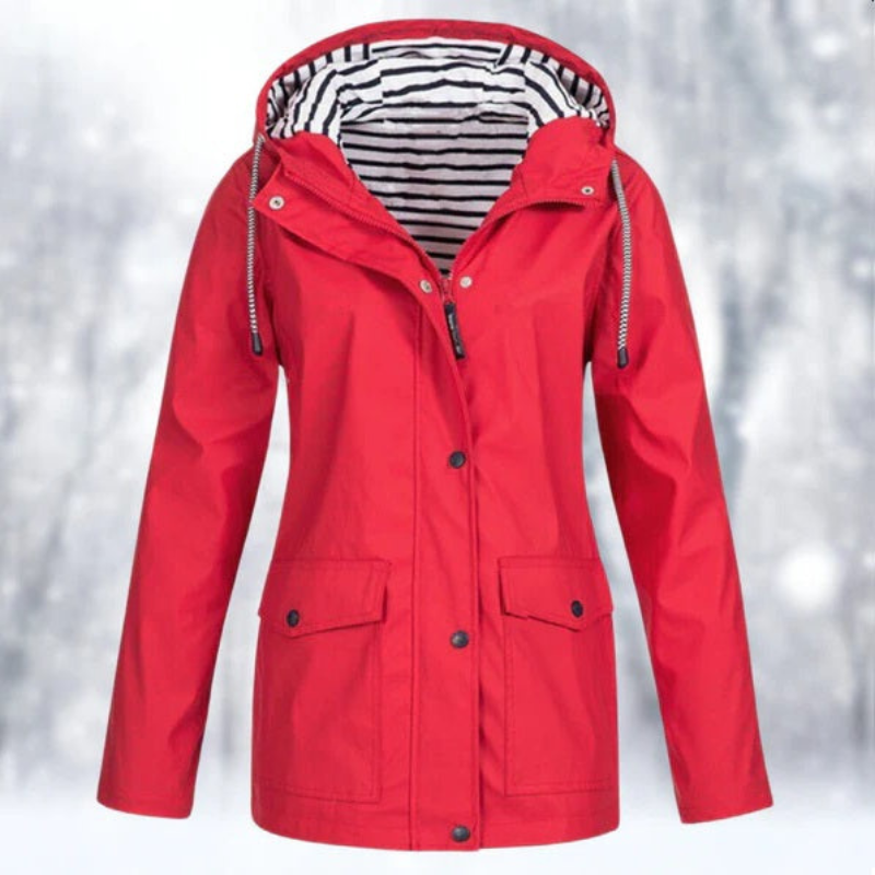 Damen Jacke Kapuze Reißverschluss Winterjacke