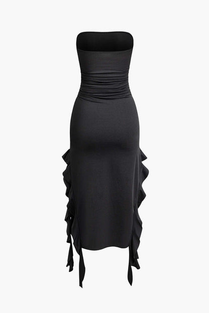 Elegantes Maxikleid mit Volant und Rüschen