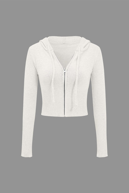Strick-Set mit Kapuzenjacke und Schlaghose Warm