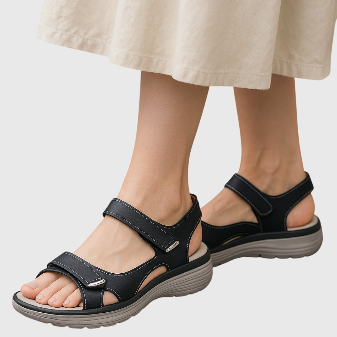 Damen Sandalen Offene Spitze Klettverschluss Sommer