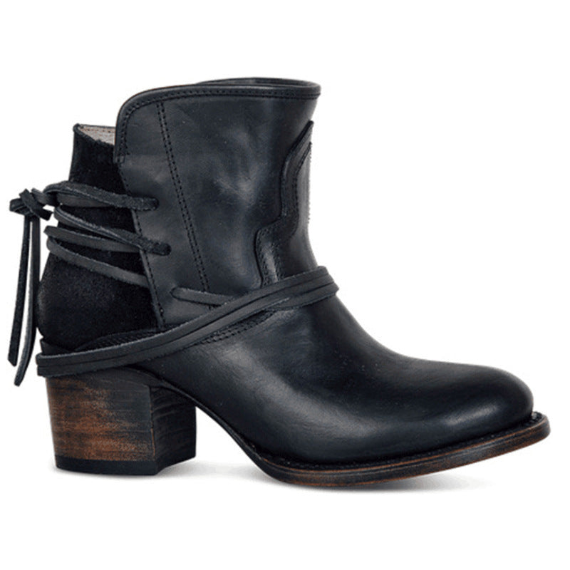Damen Stiefeletten Leder Schwarz Elegantes Design