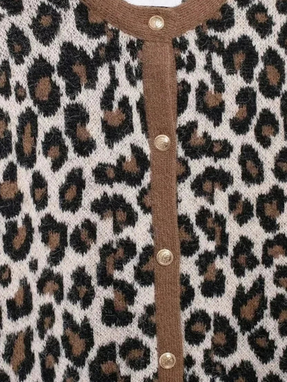 Leopard Strickjacke Frauen Trendy Modisch
