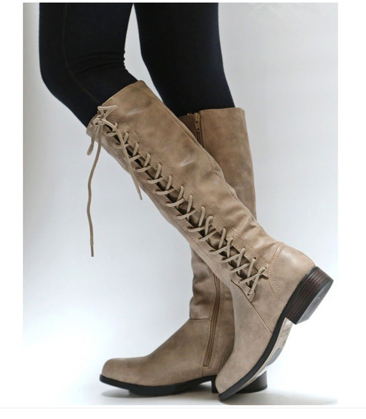 Damenstiefel Hoch Schnürstiefel Elegante Frauenstiefel - BerlinGlamour