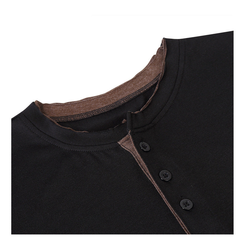 Herren Langarmshirt Elegantes Knopfdesign Modern