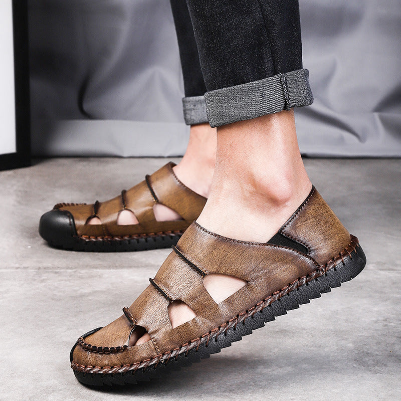 Damen Leder-Sandalen Luftig mit verstellbarem Riemen Sommermode - BerlinGlamour