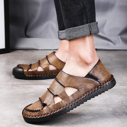 Damen Leder-Sandalen Luftig mit verstellbarem Riemen Sommermode - BerlinGlamour