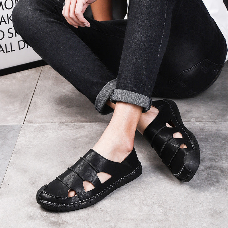 Damen Leder-Sandalen Luftig mit verstellbarem Riemen Sommermode