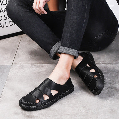 Damen Leder-Sandalen Luftig mit verstellbarem Riemen Sommermode