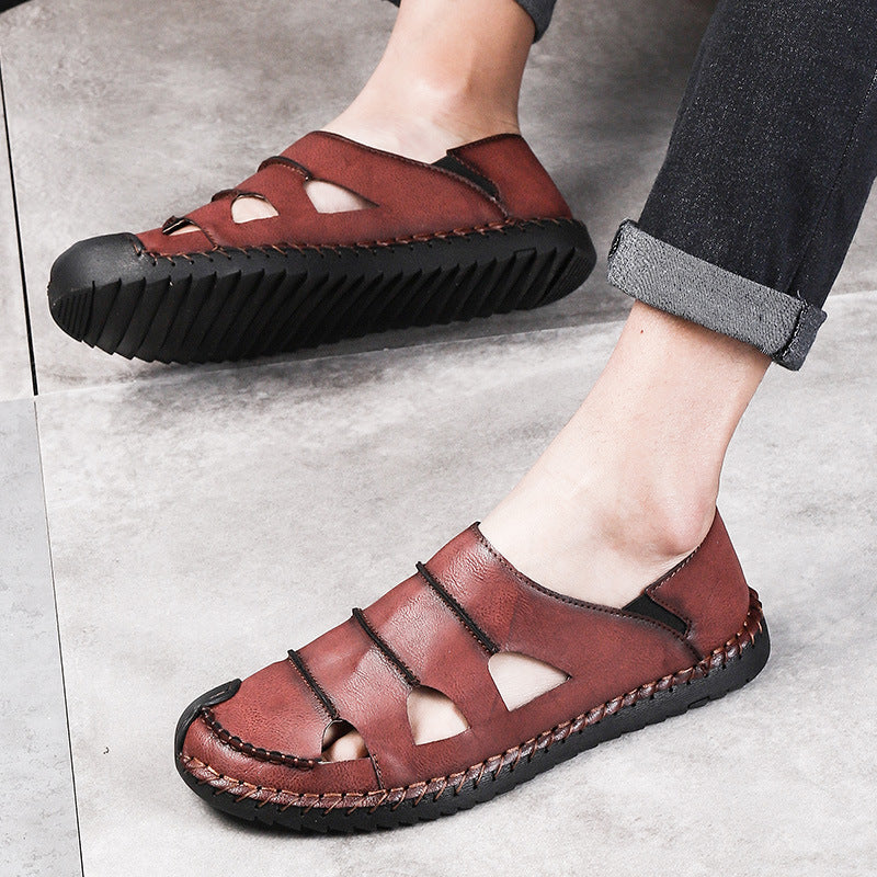 Damen Leder-Sandalen Luftig mit verstellbarem Riemen Sommermode