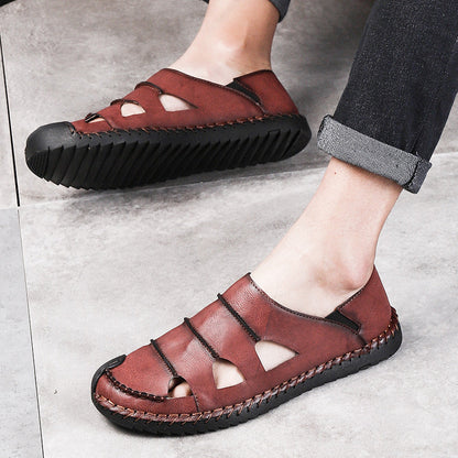 Damen Leder-Sandalen Luftig mit verstellbarem Riemen Sommermode