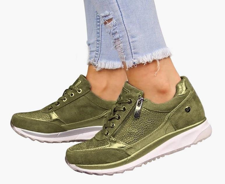 Damen Sneaker Sportlich Atmungsaktiv Mit Reißverschluss