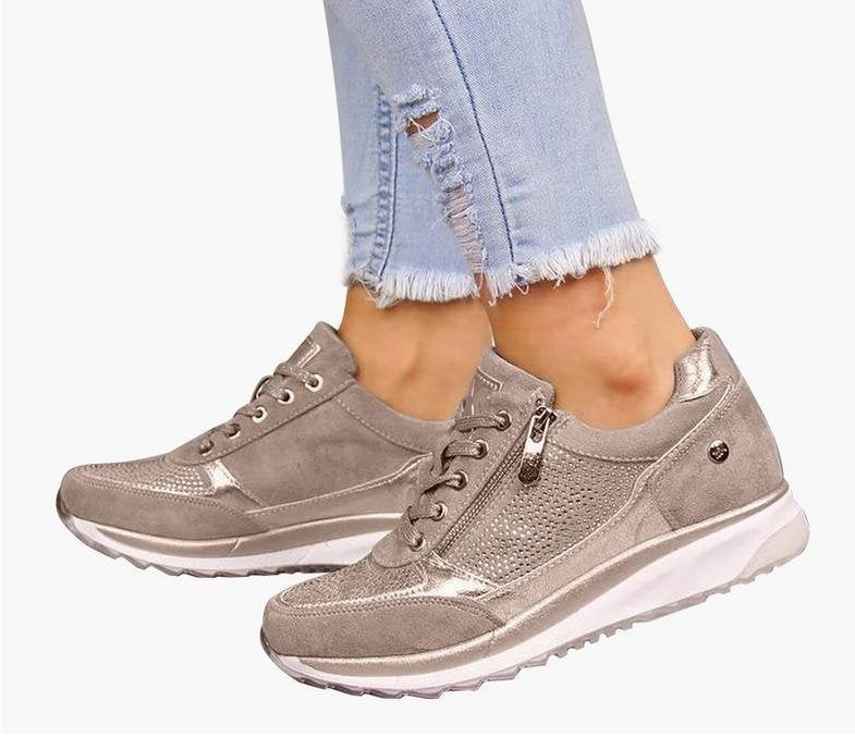 Damen Sneaker Sportlich Atmungsaktiv Mit Reißverschluss