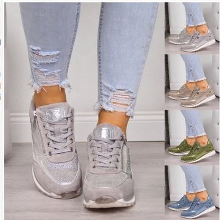 Damen Sneaker Sportlich Atmungsaktiv Mit Reißverschluss