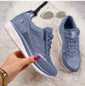 Damen Sneaker Sportlich Atmungsaktiv Mit Reißverschluss - BerlinGlamour