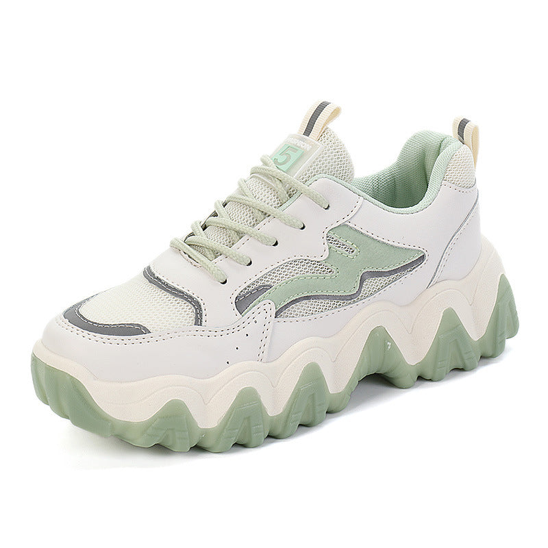 Damen Sneaker Chunky Atmungsaktiv Rutschfest Weiss