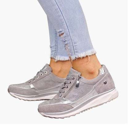 Damen Sneaker Sportlich Atmungsaktiv Mit Reißverschluss