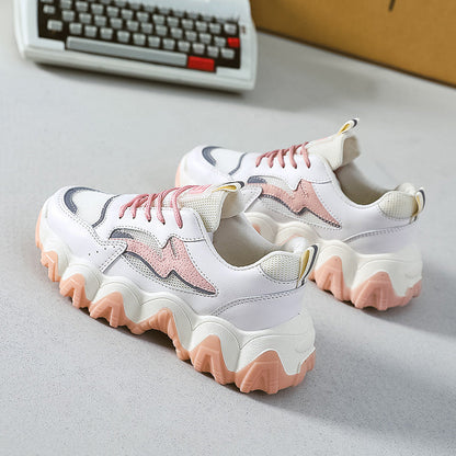 Damen Sneaker Chunky Atmungsaktiv Rutschfest Weiss
