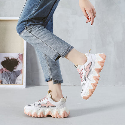 Damen Sneaker Chunky Atmungsaktiv Rutschfest Weiss