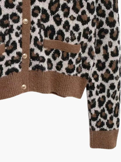 Leopard Strickjacke Frauen Trendy Modisch