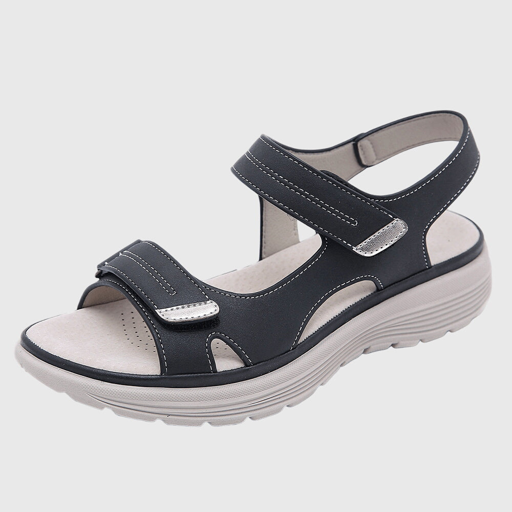 Damen Sandalen Offene Spitze Klettverschluss Sommer