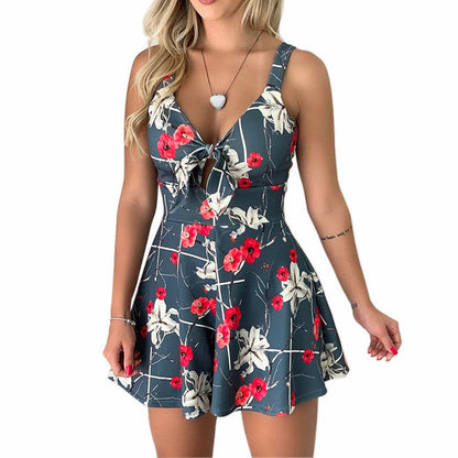 Lace-Up Jumpsuit mit Hosenträger und Schleife