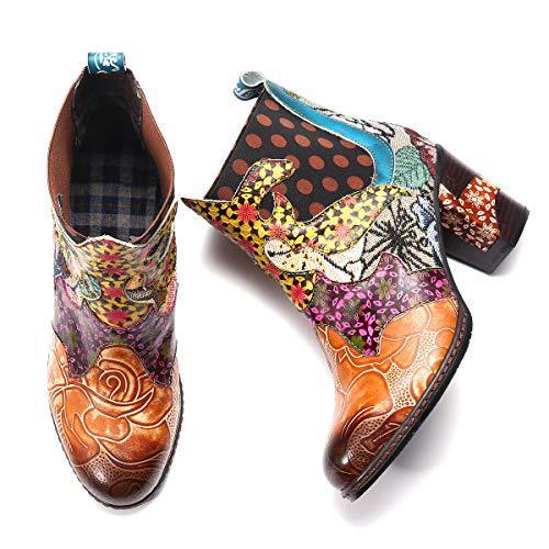 Damen Lederstiefel Heidi Stil Einzigartig Details