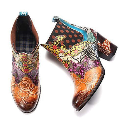 Damen Lederstiefel Heidi Stil Einzigartig Details