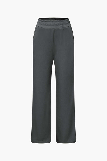 Elegantes Damen Zweiteiler Set Asymmetrisch mit Weiten Hosen