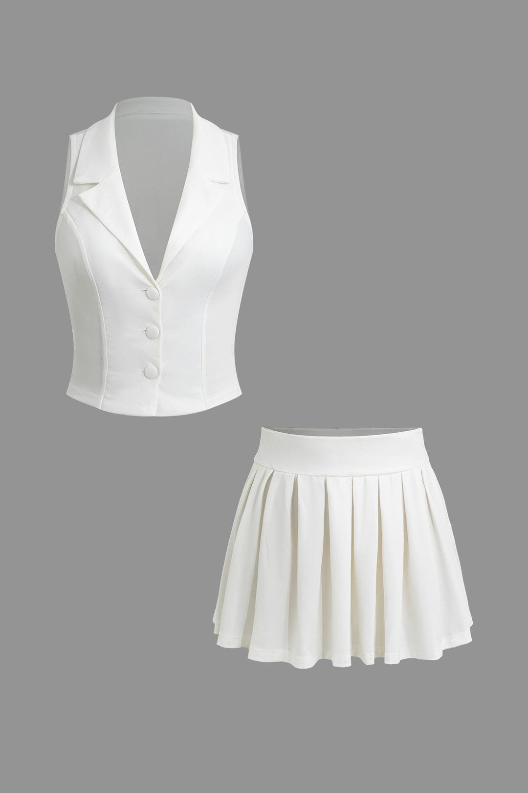 Damen Zweiteiler Set Weste Faltenrock Elegant