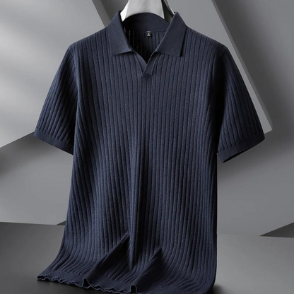 Herren Poloshirt Marineblau Strick Qualität