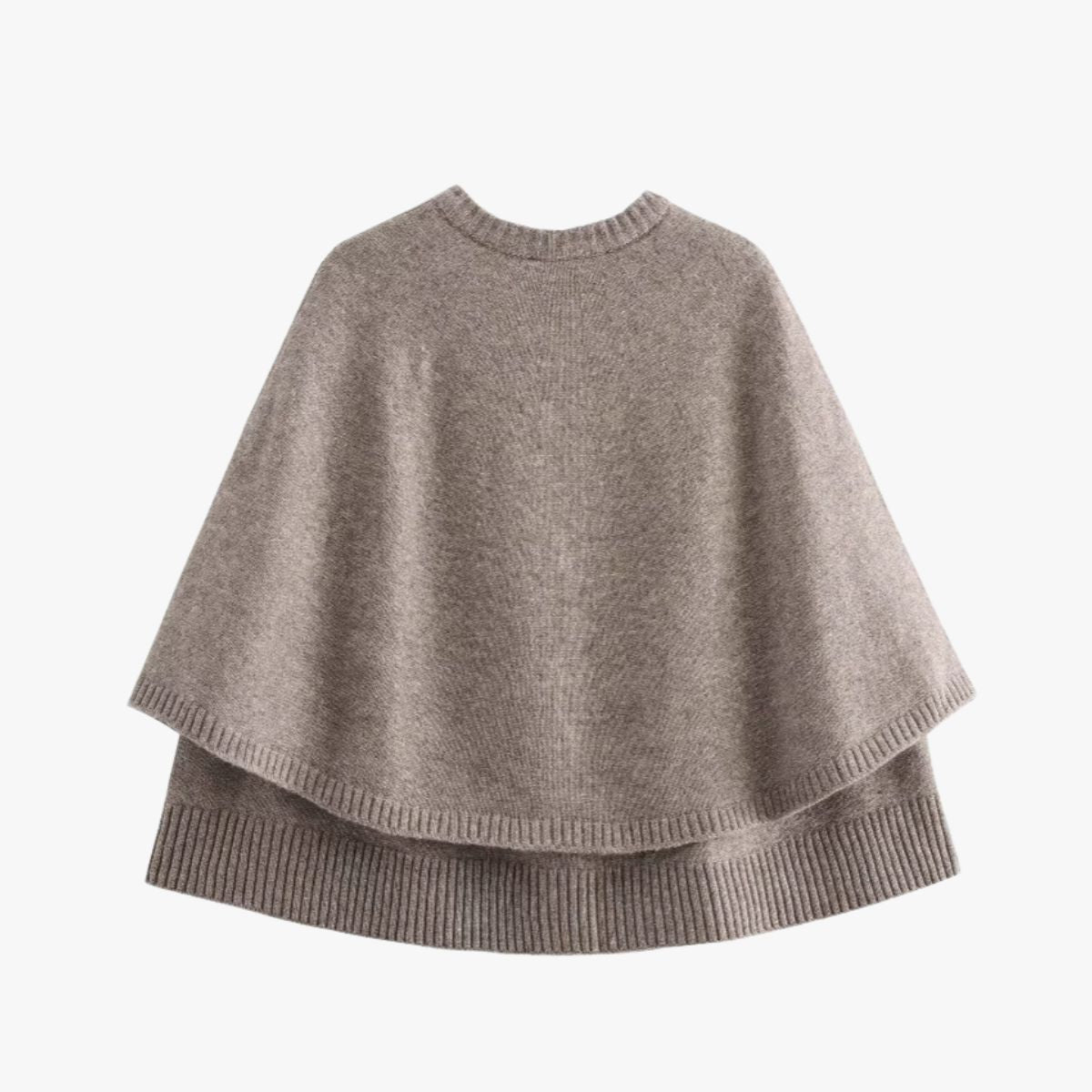 Strick-Cape mit Knöpfen und Gerafftem Saum Frauen