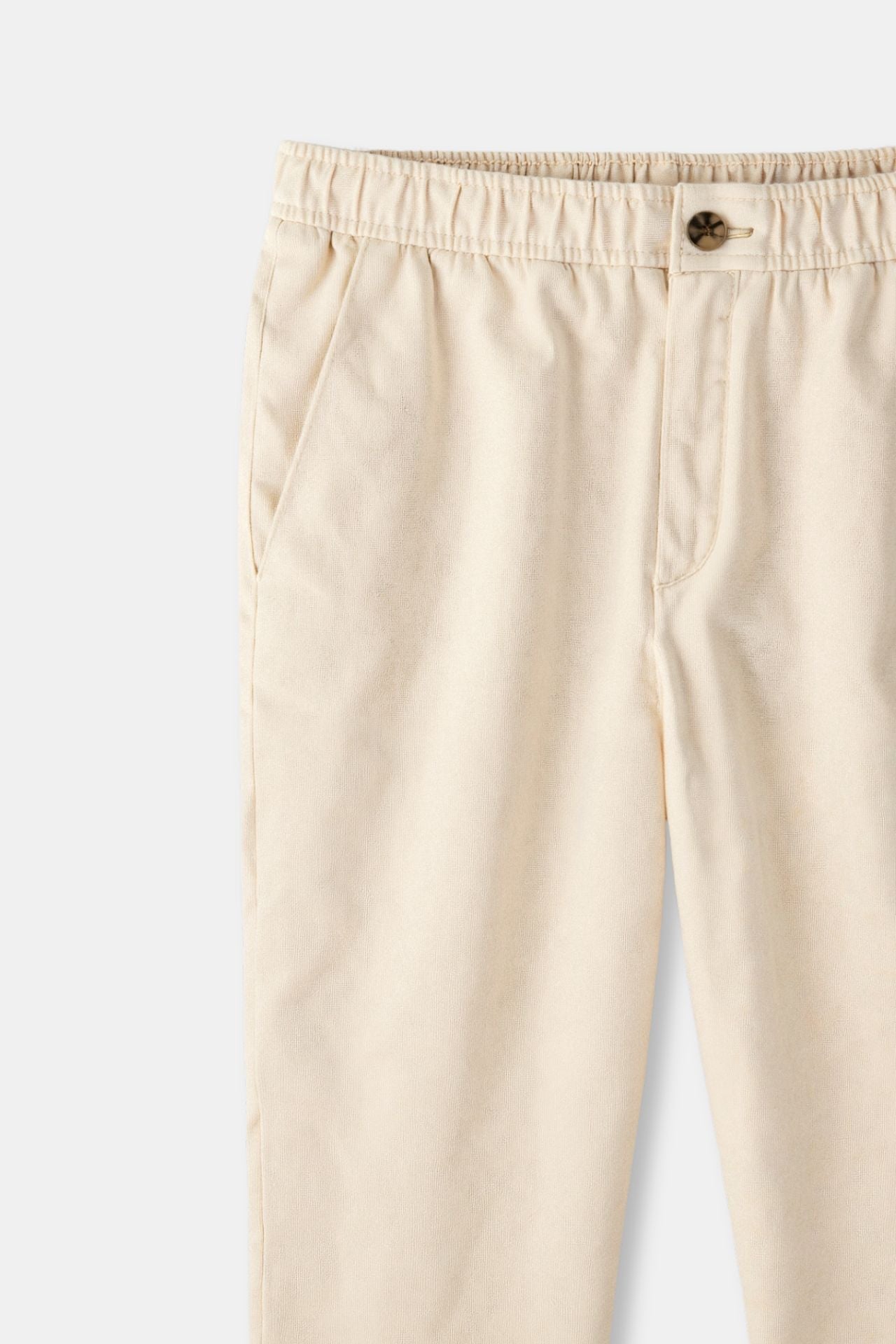 Herren-Hose Beige Elastisch Mit Knopfverschluss
