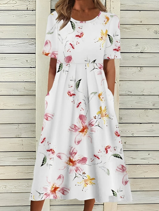 Damenkleid Midikleid Blumenmuster Elegant Frauenkleid - BerlinGlamour