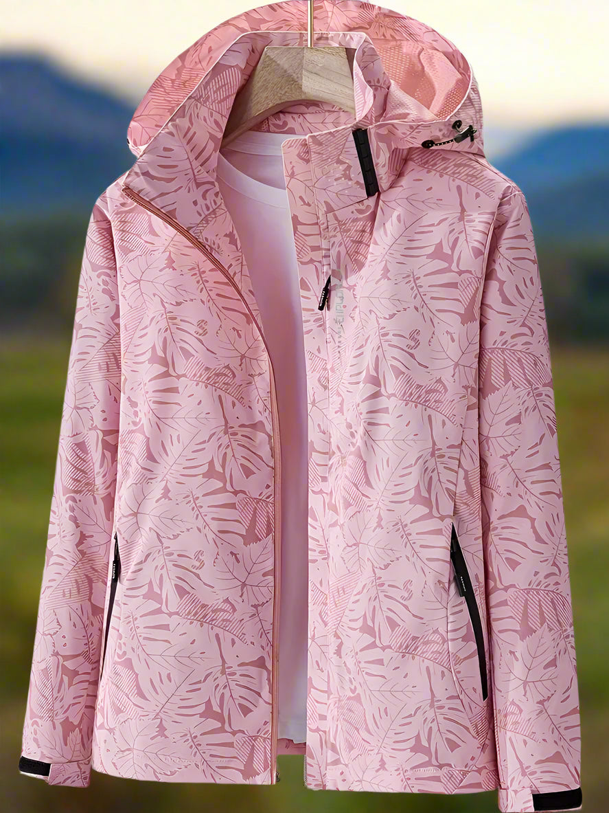 Damen Freizeitjacke Wasserabweisend Blattmuster Sportlich