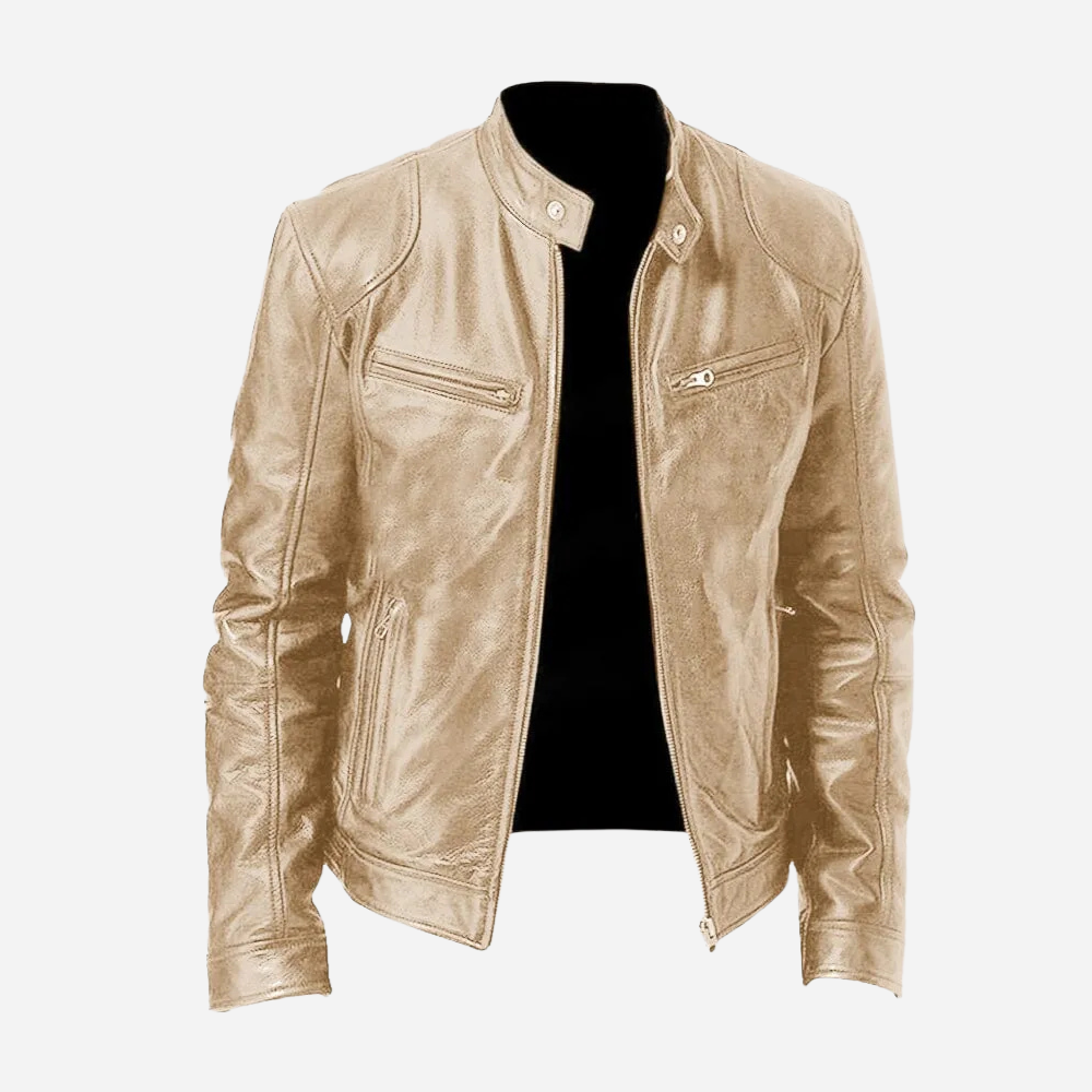 Lederjacke Herren Ledermantel Entspannt Modern