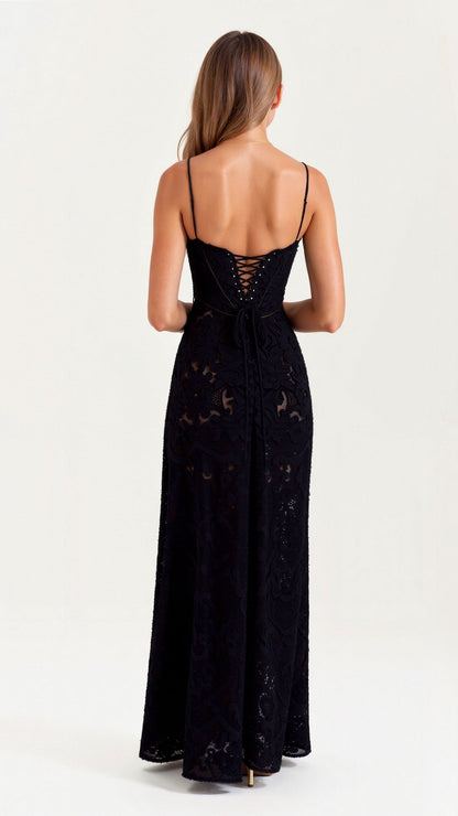 Damen Maxikleid Hochzeitsgast Kleid Elegant Lang