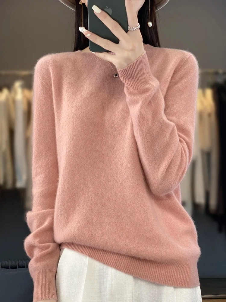 Damen Pullover Rundhals Weich und Elegant