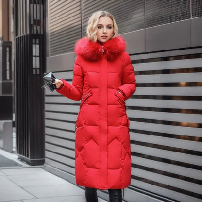 Damen Daunenmantel Lang Steppmantel Warm mit Kragen