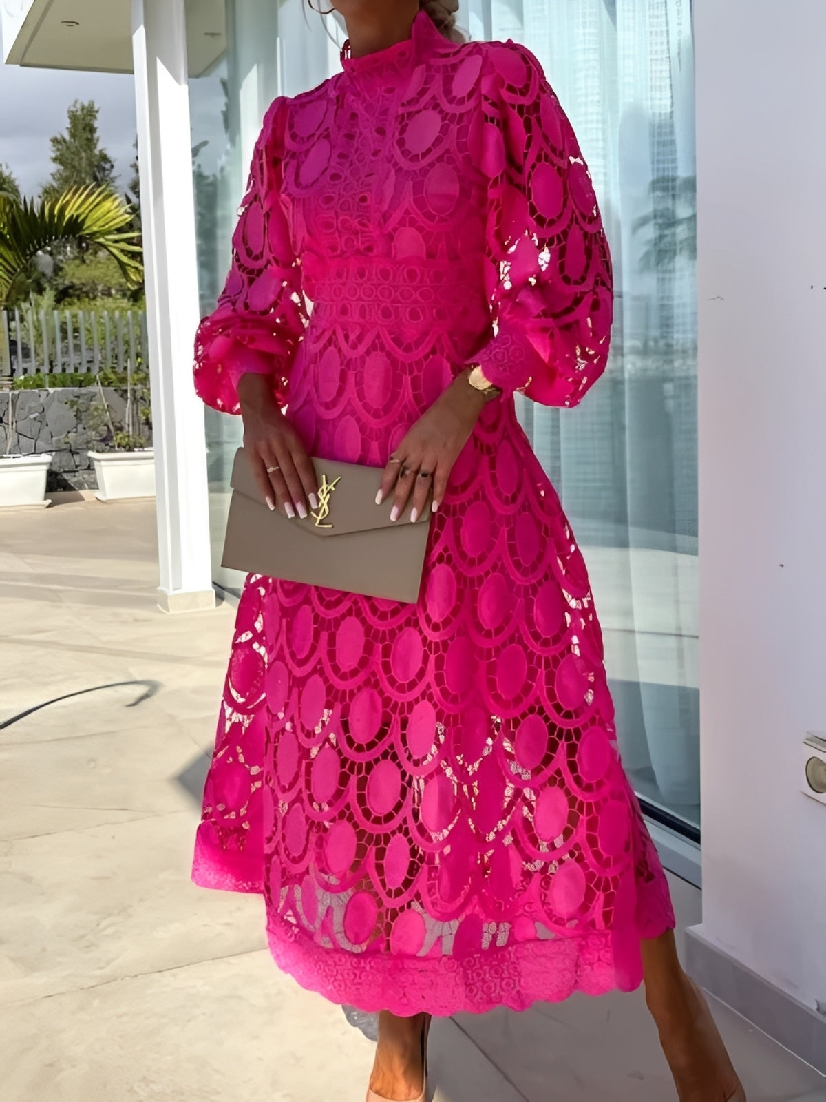 Langarm Maxikleid Damen Stilvolles Abendkleid Eleganz