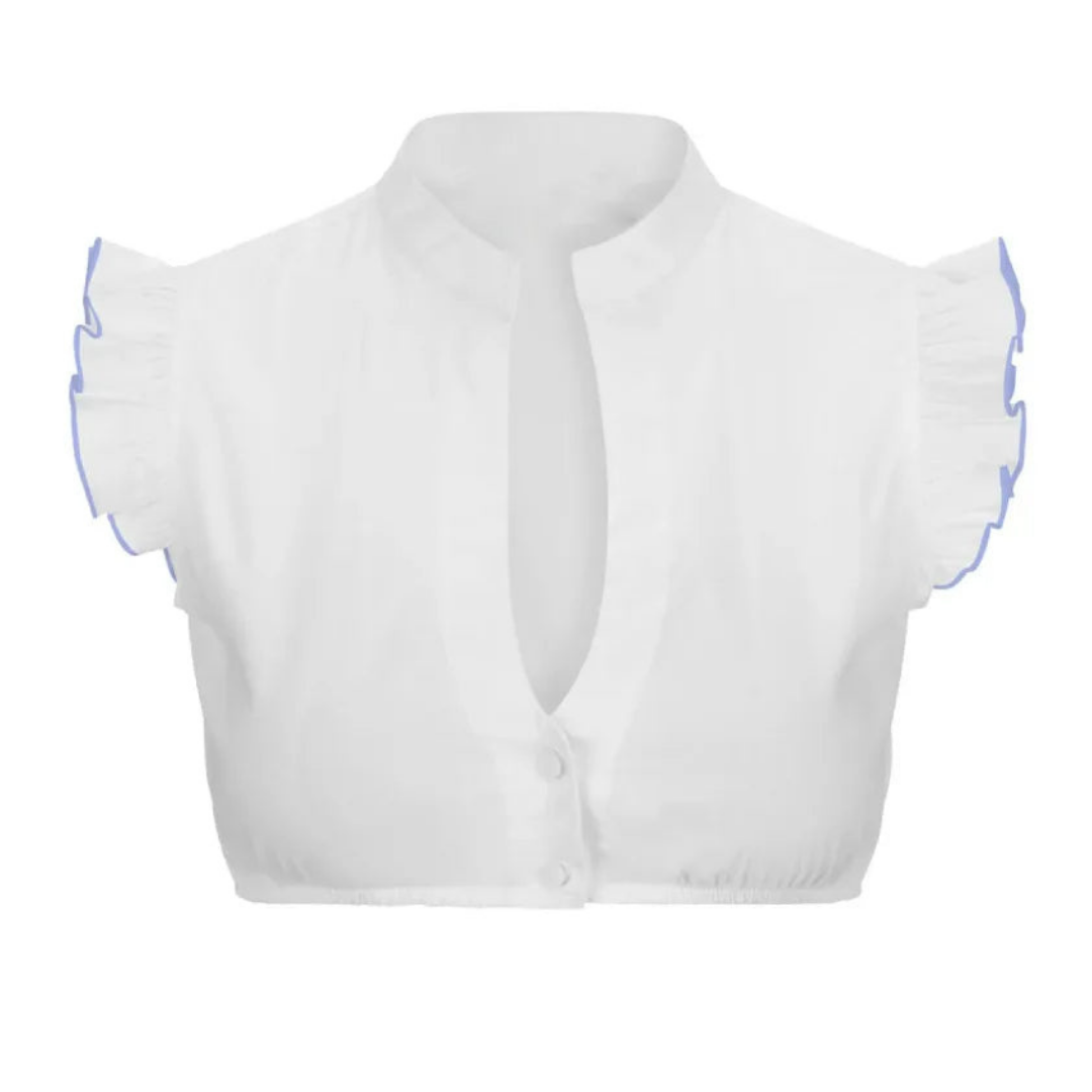 Dirndlbluse Frauen Kurzärmelig Traditionell Blumenmuster