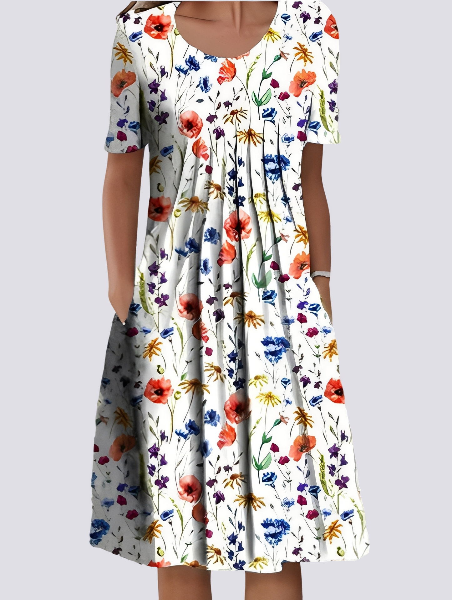 Kleid Damen Blumenmuster Sommerkleid Leicht