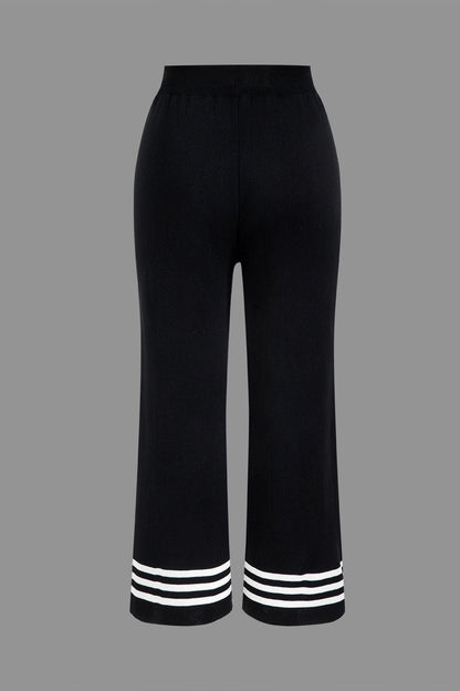 Strick-Zweiteiler-Set Damen Stilvoll Cropped Cardigan Hose
