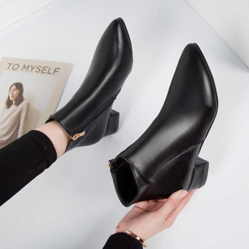 Damen Lederstiefeletten Herbst Winter Mode