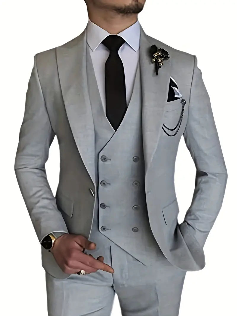 Herren Anzug Set 3-teilig Business Blazer Hose Weste