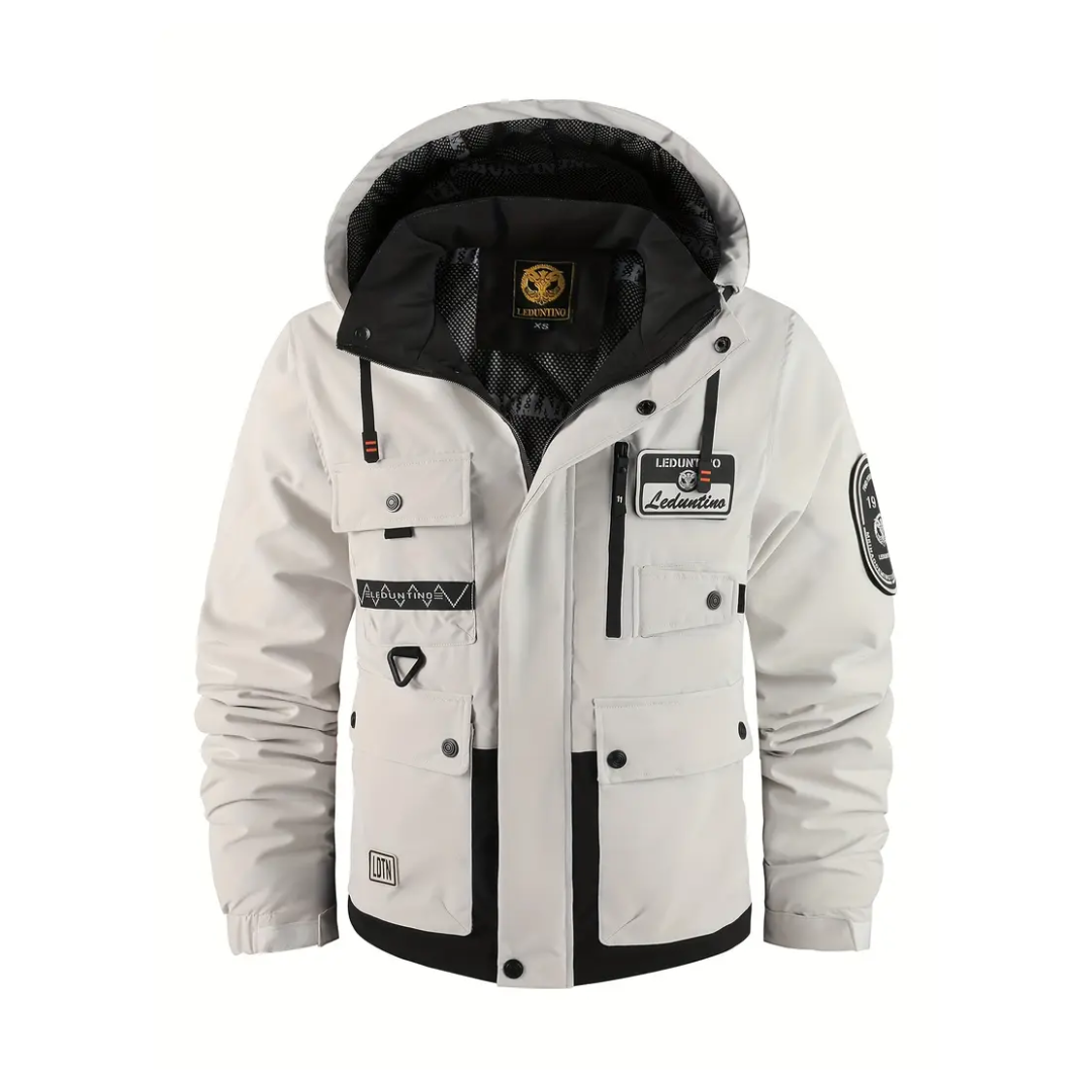 Herren Outdoor-Jacke Warm Gepolstert Abnehmbare Kapuze